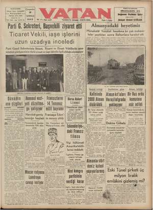    BAŞMUHARRİRİ Ahmet Emin YALMAN — VatanEvi Cağaloğin, Molla Fenari Bokağı: 90 - 32 Telef. 24136 - Telg. VATAN Hat | 1942...