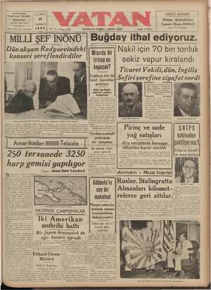  BAŞMUHARRİRİ:; | Ahmet Emin YALMAN —— Vatan Evi Cağsloğlu Molla Fenart CUMA 23 1 nciteşrin 1942 | yı: sokağı 30 - 32 Teleton