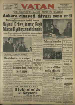  BAŞMUHARRİRİ Ahmet Emin YALMAN VATANEVİ Cağaloğlu, Molla Fenari 'hı:. VATAN İst 18946 Yil:7-Sıyı:l96] ıEĞRIYE EĞRI WĞRUYA...