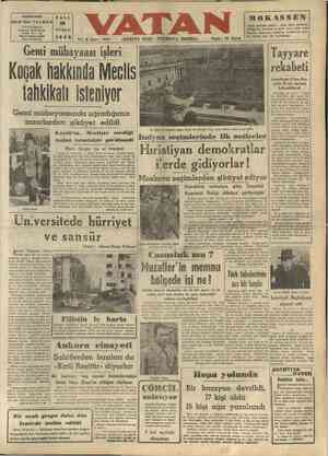  BAŞMUHARRİRİ SALI hmet Emin YALMANI — 29 VATANEVİ Cataloğlu, Molla Penart NİSAN | "'Ğ'."Ğ'”Z&'ıî"' 1948) y:8.Sayı: 2479 Gemi