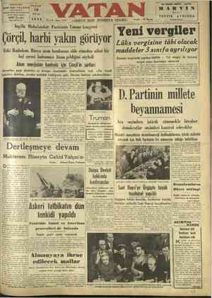  K BAŞMUHARRİRİ /Ahmet Emin YALMAN W VATANEVİ Wuıuırmm “Telefon: Husust Santral 24207 (Üç |ıu|) Telg. VATAN İst, 1948 Yya:9. -