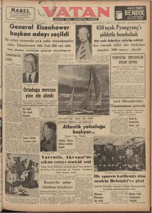 Vatan Gazetesi 12 Temmuz 1952 kapağı
