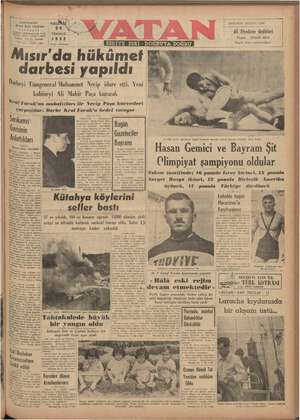 Vatan Gazetesi 24 Temmuz 1952 kapağı