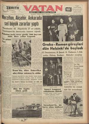 Vatan Gazetesi 25 Temmuz 1952 kapağı
