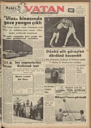 Vatan Gazetesi 26 Temmuz 1952 kapağı