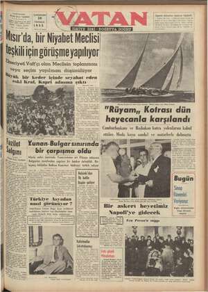 Vatan Gazetesi 30 Temmuz 1952 kapağı