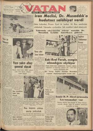 Vatan Gazetesi 1 Ağustos 1952 kapağı