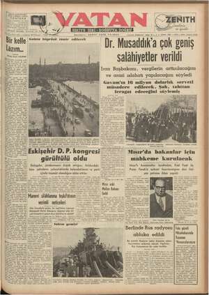 Vatan Gazetesi 4 Ağustos 1952 kapağı