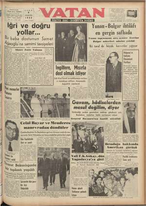 Vatan Gazetesi 8 Ağustos 1952 kapağı