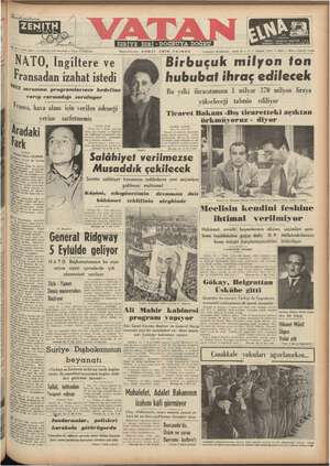 Vatan Gazetesi 11 Ağustos 1952 kapağı