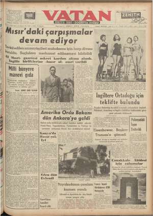 Vatan Gazetesi 15 Ağustos 1952 kapağı