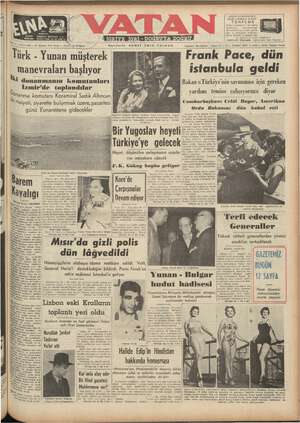 Vatan Gazetesi 17 Ağustos 1952 kapağı