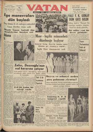 Vatan Gazetesi 18 Ağustos 1952 kapağı