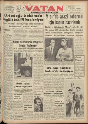Vatan Gazetesi 19 Ağustos 1952 kapağı