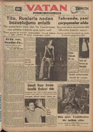 Vatan Gazetesi 21 Ağustos 1952 kapağı