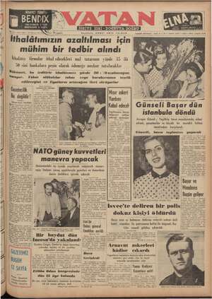 Vatan Gazetesi 24 Ağustos 1952 kapağı