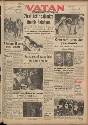 Vatan Gazetesi 27 Ağustos 1952 kapağı