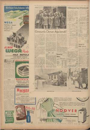      — VATAN « Giresun İlâvesi — 21 8 - 1952 ——> Bi Giresun'un il bütçesi TI — Köy okulları inşaat için 5 1 : yasin- Yuz - Bo