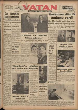 Vatan Gazetesi 28 Ağustos 1952 kapağı