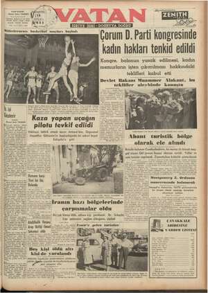 Vatan Gazetesi September 15, 1952 kapağı