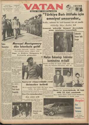 Vatan Gazetesi September 17, 1952 kapağı