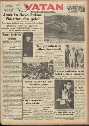 Vatan Gazetesi September 23, 1952 kapağı