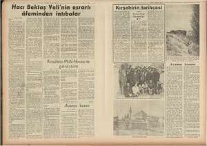    Hacı Bektaş Veli'nin esrarlı Kırşehirin tarihçesi âleminden iatebalar. m aş Feridun Fazıl NTÇİ (Başı 7 ncide) Çilekeş 5...