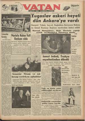 Vatan Gazetesi September 25, 1952 kapağı