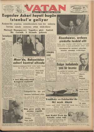 Vatan Gazetesi September 27, 1952 kapağı