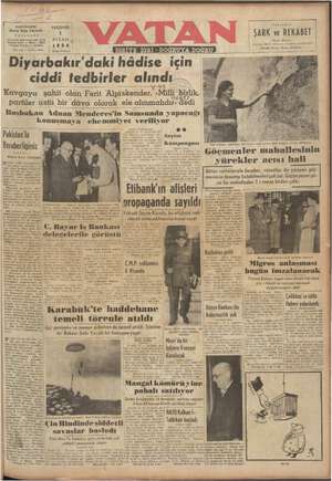 Vatan Gazetesi April 1, 1954 kapağı