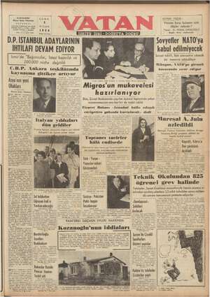 Vatan Gazetesi April 2, 1954 kapağı