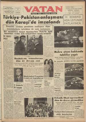 Vatan Gazetesi April 3, 1954 kapağı