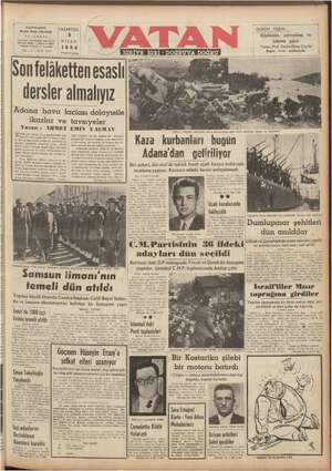 Vatan Gazetesi April 5, 1954 kapağı
