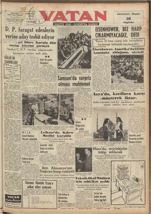 Vatan Gazetesi April 7, 1954 kapağı