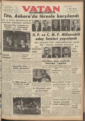 Vatan Gazetesi April 13, 1954 kapağı