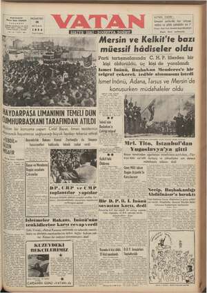 Vatan Gazetesi April 19, 1954 kapağı