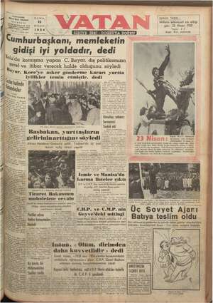 Vatan Gazetesi April 23, 1954 kapağı