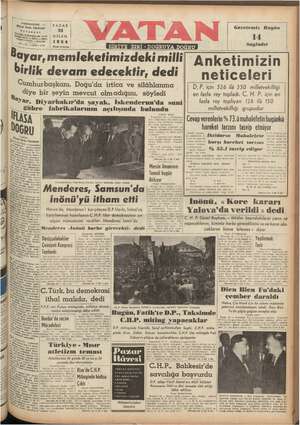 Vatan Gazetesi April 25, 1954 kapağı