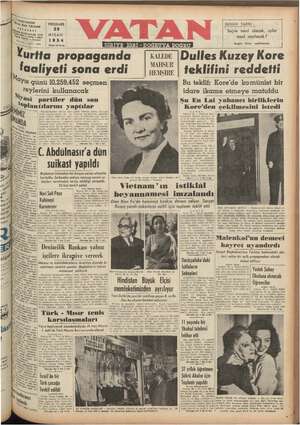 Vatan Gazetesi April 29, 1954 kapağı