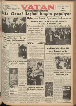 Vatan Gazetesi May 2, 1954 kapağı