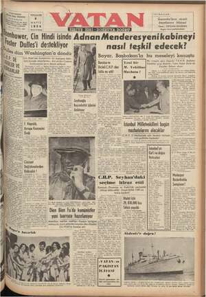 Vatan Gazetesi May 6, 1954 kapağı