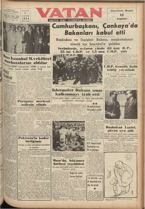 Vatan Gazetesi May 7, 1954 kapağı