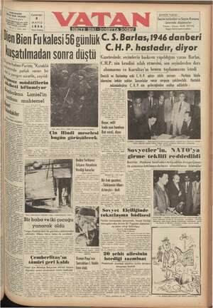 Vatan Gazetesi May 8, 1954 kapağı