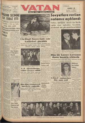 Vatan Gazetesi May 10, 1954 kapağı