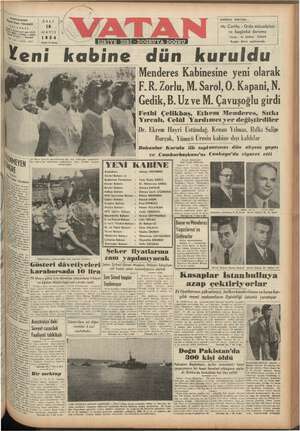 Vatan Gazetesi 18 Mayıs 1954 kapağı