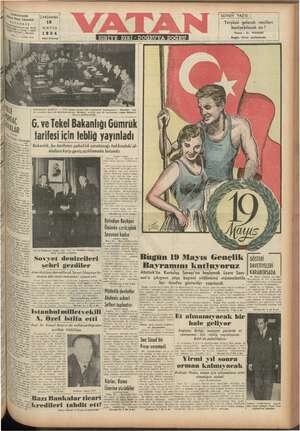 Vatan Gazetesi 19 Mayıs 1954 kapağı