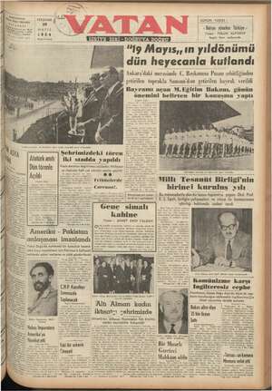 Vatan Gazetesi 20 Mayıs 1954 kapağı