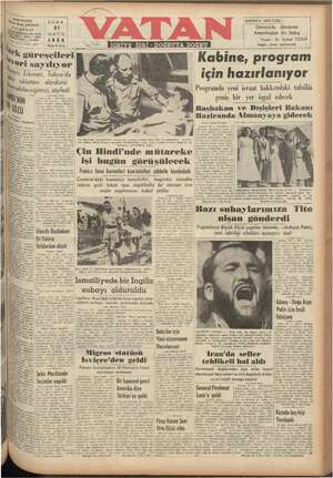 Vatan Gazetesi 21 Mayıs 1954 kapağı