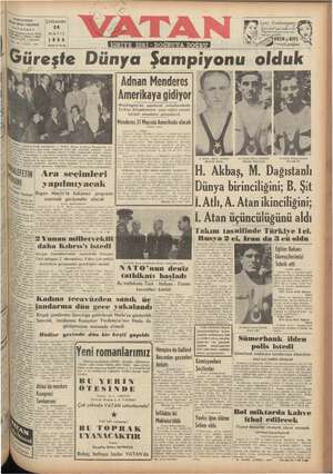 Vatan Gazetesi 26 Mayıs 1954 kapağı