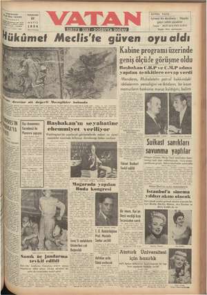 Vatan Gazetesi 27 Mayıs 1954 kapağı